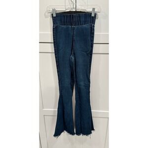 Three Bird Nest Denim Flare Pants Raw Hem Pull On‎ Waist XS